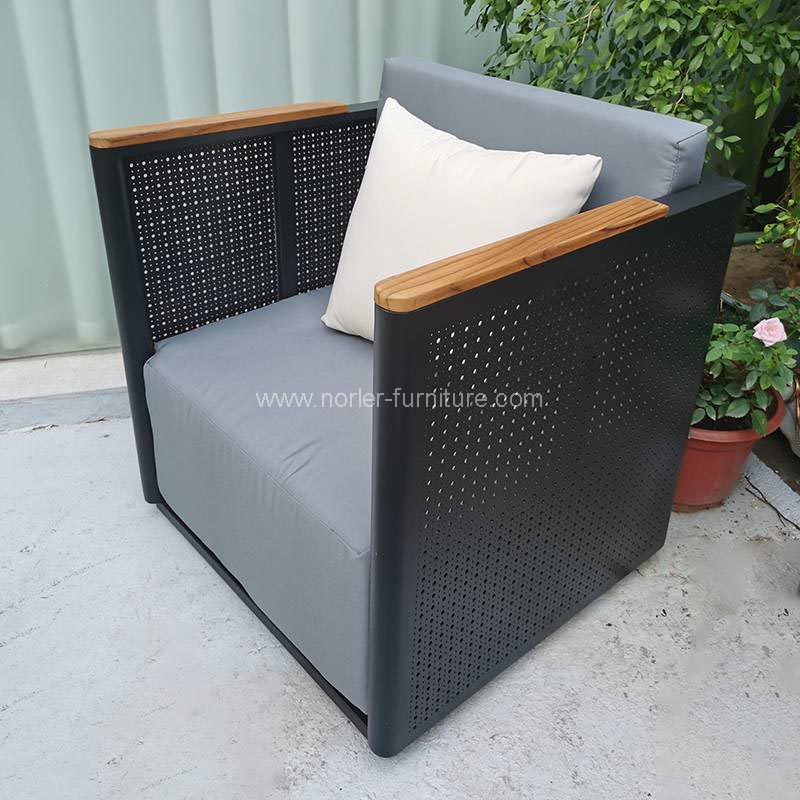 Norler Furniture wypuszcza nową nowoczesną sofę podłokietrową aluminiową na zewnątrz, aby stworzyć wygodne i trwałe nowe życie na świeżym powietrzu