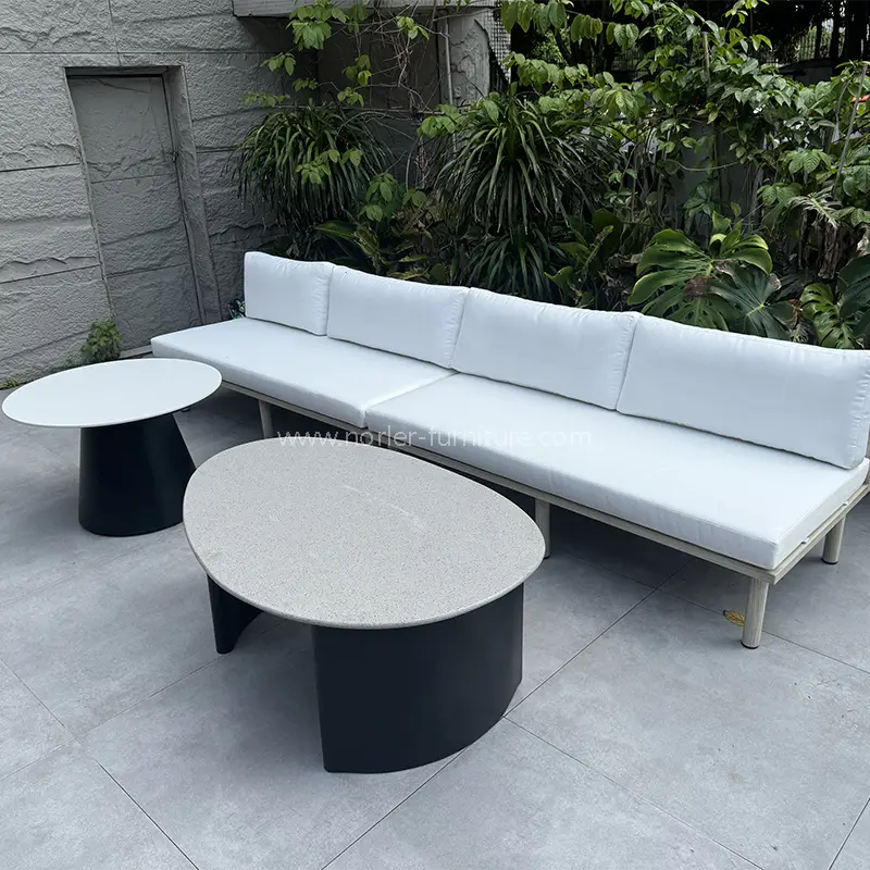 Wysokiej jakości aluminiowa rama szczotkowana sofa z ziarna drewna