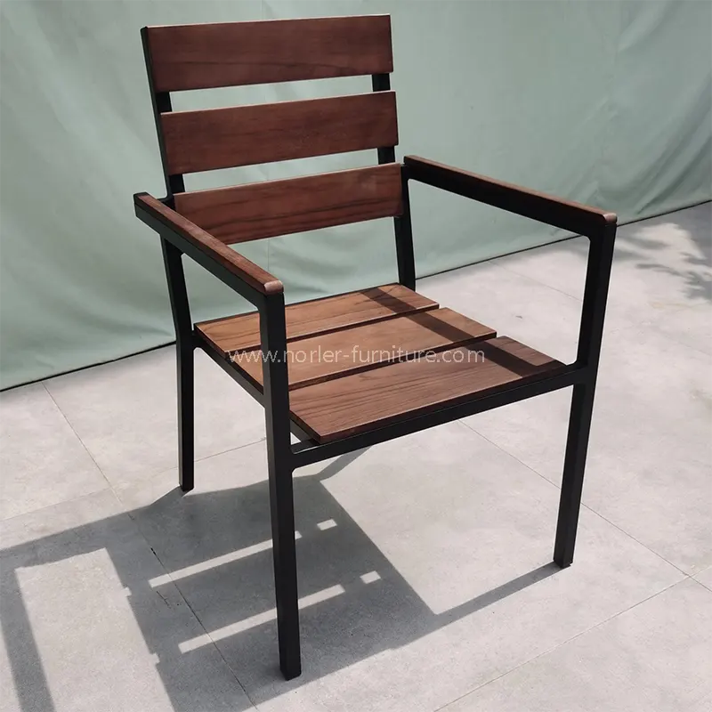 Outdoorowa rama aluminiowa pełne drewniane krzesło drewniane