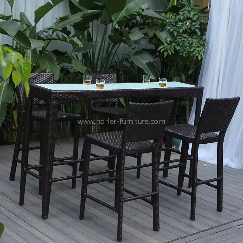 Outdoor Rattan High Bar i zestaw krzesełek