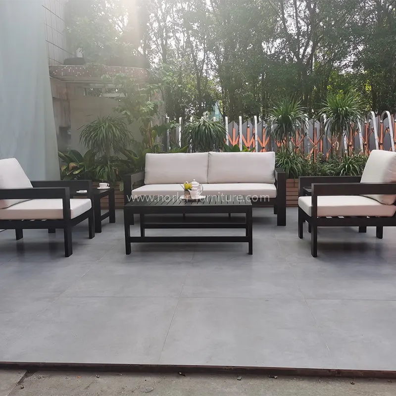 Prosta sofa tkaniny na zewnątrz prosta aluminiowa sofa do tkaniny